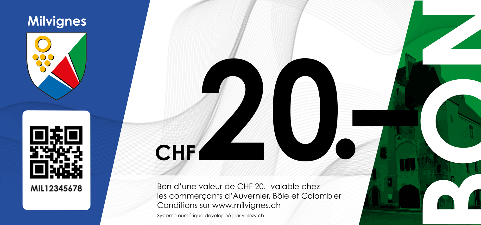 Bon 20 CHF - Milvignes